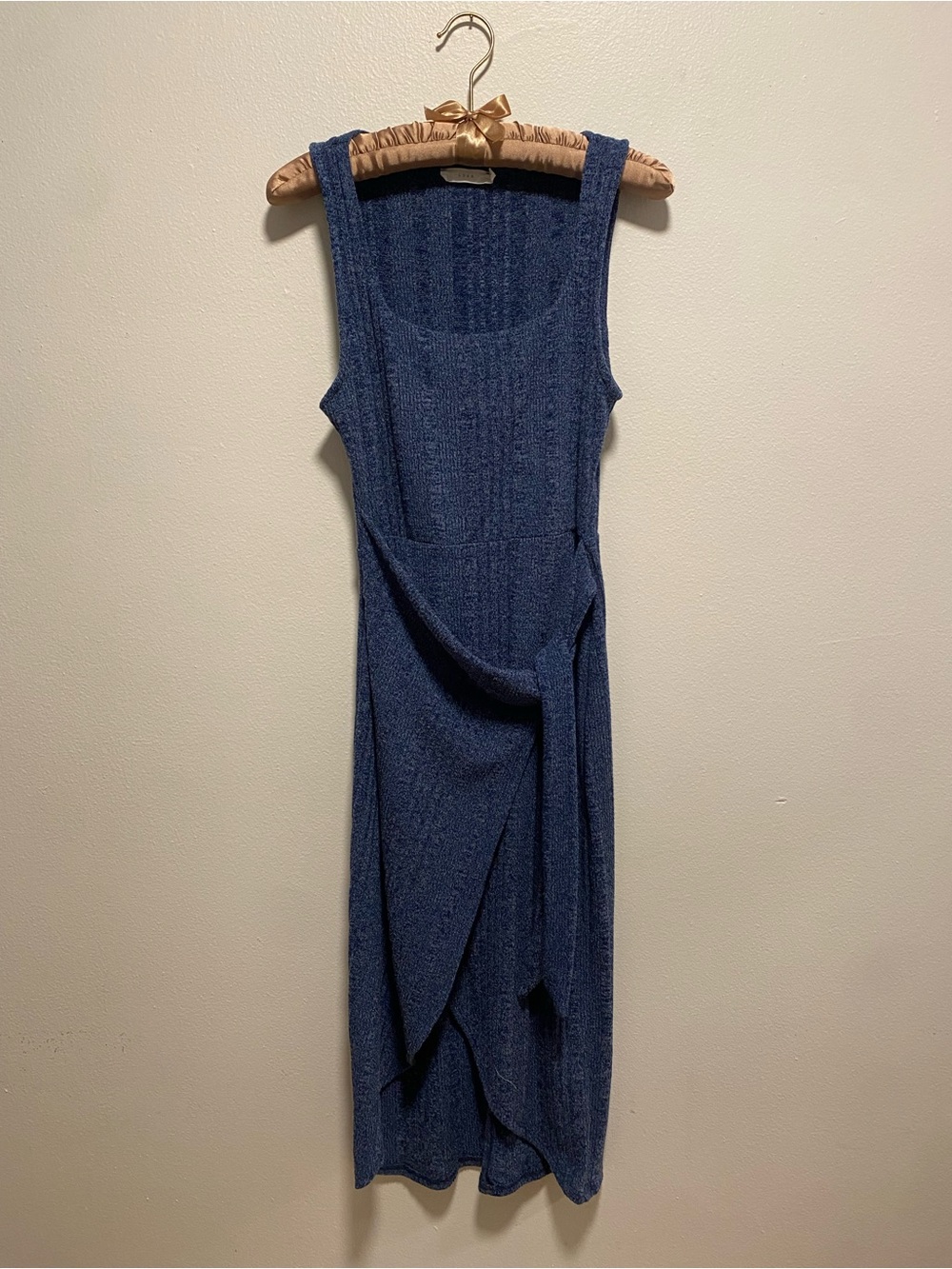 Lush Side Tie Variegated Rib Tank Dress in Navy, Midi, Spring, Summer, Vacation